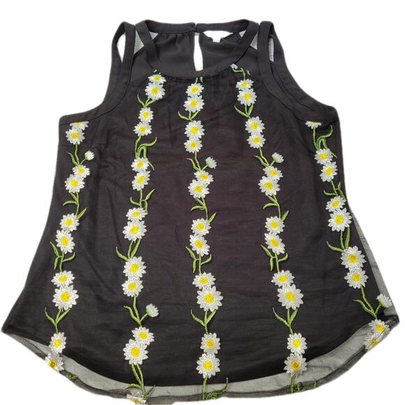Candies Embroidered Daisy Mesh Strappy Tank Top size Medium - Picture 1 of 9